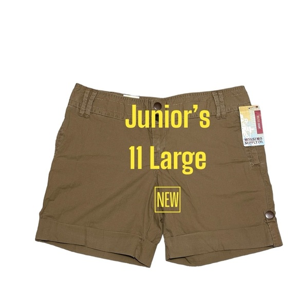 Junior’s Mossimo 11 Approx L Shorts Brown Khakis Chino Cotton Hiking Ripstop NWT - Picture 2 of 8